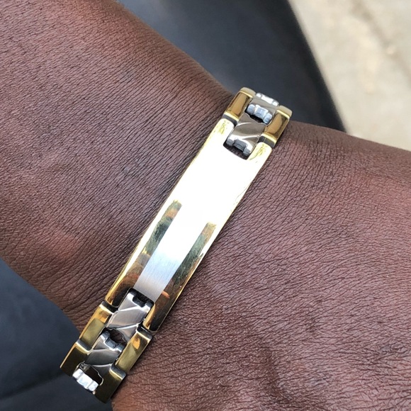 NW Yellow Gold over Stainless Steel Bracelet 8.5”L - Picture 2 of 5